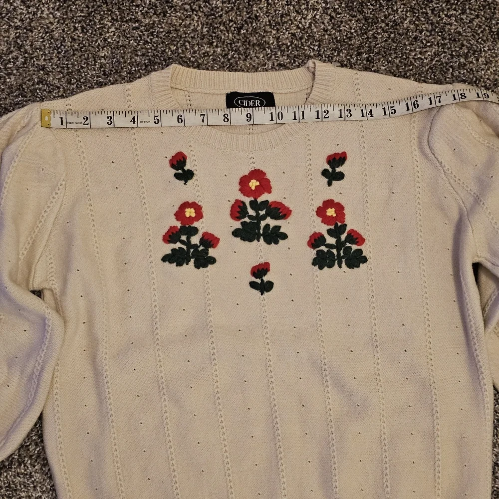 Cider Floral Pattern Embroidered Knit Long Sleeve SZ L - Picture 10 of 14